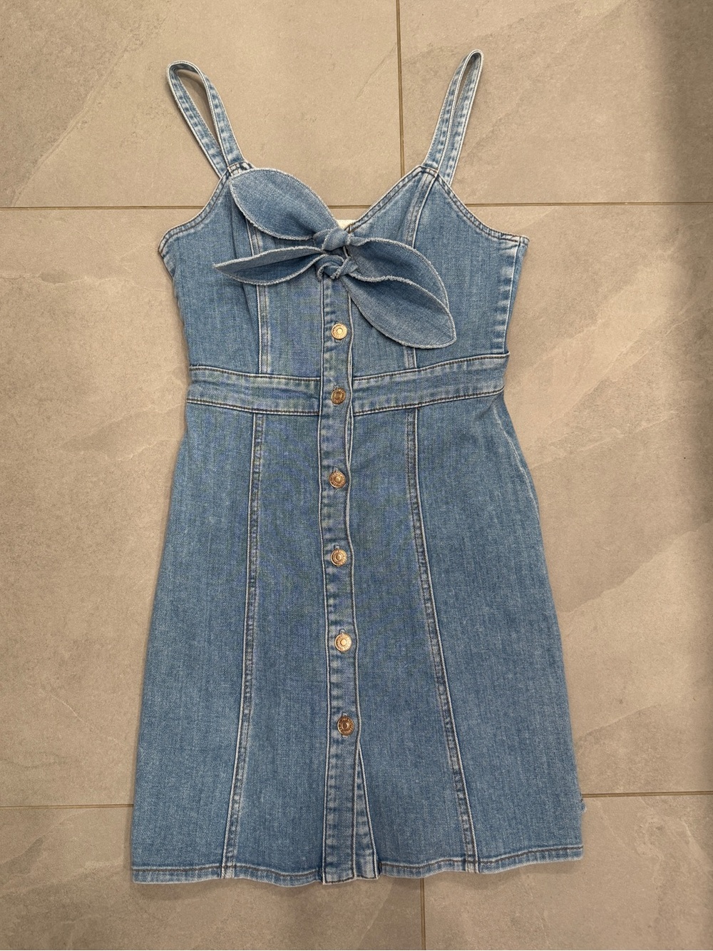 7 For All Mankind Denim Button-Front Tie-Front Mini Dress - Blue